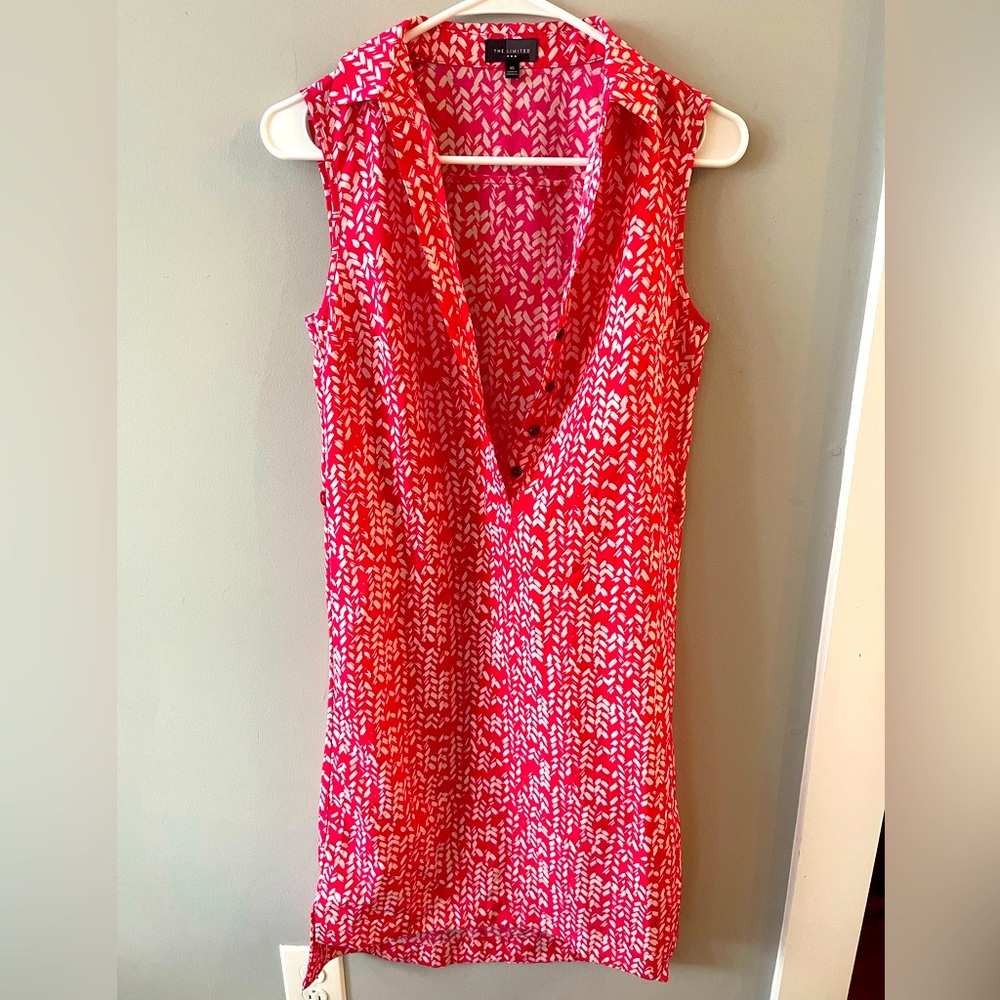 The limited pink and white collared sleeveless dress XS